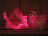 This is what happens when you shoot a laser pointer through etched glass