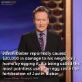Conan O'Brien on Justin Bieber's egging