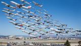 Redditor takes a picture of a flock of planes taking flight, claims it was an 8-hour time lapse photo.