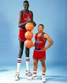 Manute Bol & Muggsy Bogues: teammates, and the tallest/shortest players in the history of the NBA at the time (1987-88). [629x777]