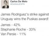 The voting percentages on the FIFA Puskás award