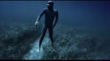 Freediver suspended in a current