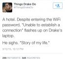 Drake at a hotel
