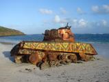 Sherman tank in Puerto Rico abandoned in the 70's and painted over the years by locals