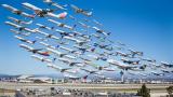 A full day of flights at LAX captured and put into a composite photo