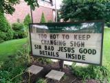 Heatwave Claims Church Sign as Victim
