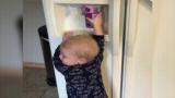 Toddler attempts to help himself to some water