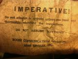 Found this warning label on a 1950's era audio amplifier. I love the language.