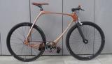 A wood and carbon fiber bicycle
