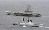 Type 45 Destroyer HMS Dragon escorting Russian aircraft carrier Admiral Kuznetsov [1280x 799]