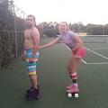 Cute Roller Skating Couple Glowing