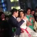 Husband and Wife eat wedding cake for the first time