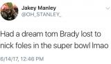 Last June, some dude on Twitter had a dream that Foles would beat Brady in the Super Bowl