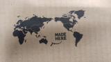 The packaging of a product in my workplace has a map of the world indicating where it was made