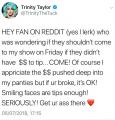 Trinity Taylor lurks! (Plus a message to a certain reddit user!)