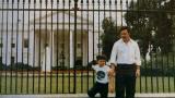 Pablo Escobar posing for a photo in front of the White House while he was a wanted man with a million dollar bounty [1981]