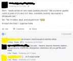 Trying to appear smart by being a dick to his mom on FB