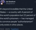 22 percent of the world's prisoners