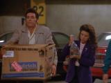 The gang worries as Kramer carries the air conditioner in the episode, 