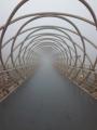 My university bridge during heavy fog