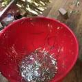 Making a bowl from scrap material.