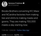 Brooks Brothers converting NY, Mass and NCarolina factories from making ties and shirts to making masks and gowns