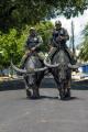 Military police in Soure, Brazil patrol on water buffaloes instead of horses