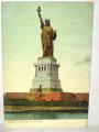 A New York postcard from 1908 showing the original copper color of the Statue of Liberty