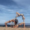 Acrobatic yoga with friends
