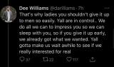 Straight from the horse’s mouth. A man explaining why women should hold out on sleeping with romantic prospects.