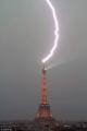 Lightning hits the Eiffel Tower