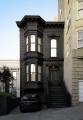 1870s Victorian townhouse painted black in Pacific Heights, San Francisco.