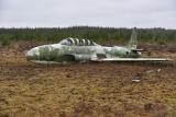 Abandoned fighter jet on bog land - England