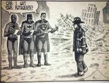 Comic showing superheroes asking a real hero for an autograph on 9-11.