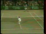 jimmy conners hitting a tennis ball by throwing his racket in 1996