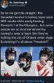 Canadian women’s hockey team beat Russia while wearing masks.