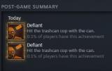 If you get 1 Achievement, the post-game summary shows it twice